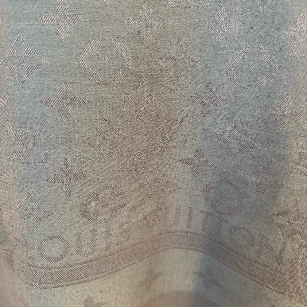 Authentic Louis Vuitton Silk Grey Scarf